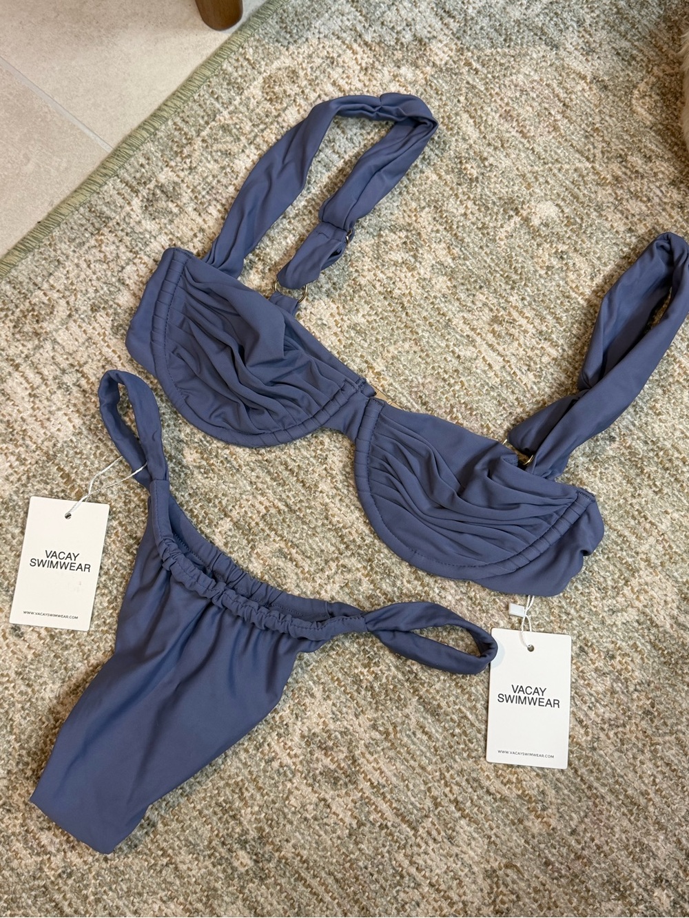 Blue Ruched Bikini Top &  Bottom